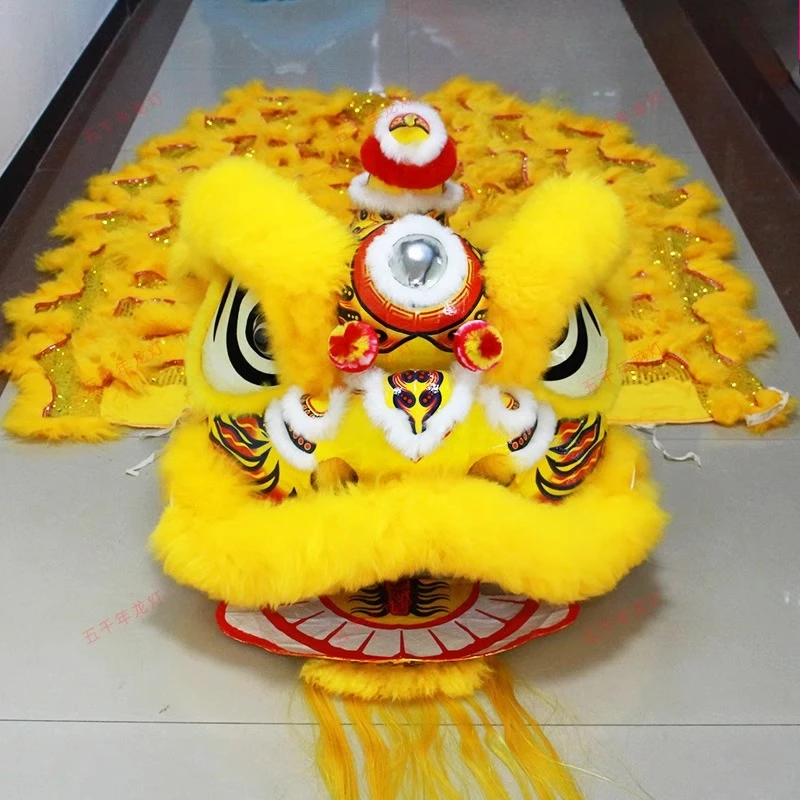 Yellow Southern Lion Wool Southern Lion Dance Prop Southern Lion Awakening