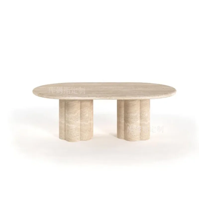 Wabi Sand Wind Light Luxury Natural Travertine Coffee Table Modern Simple Model Room Small Unit Rectangle Coffee Table