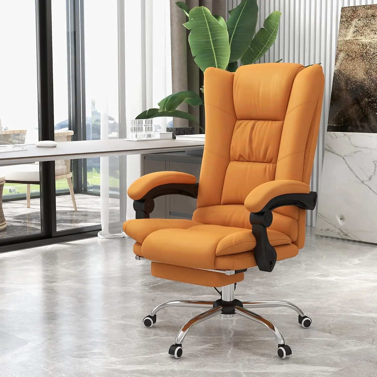 Massage Office Chair 4 Vibration Heat Light Brown, Customized