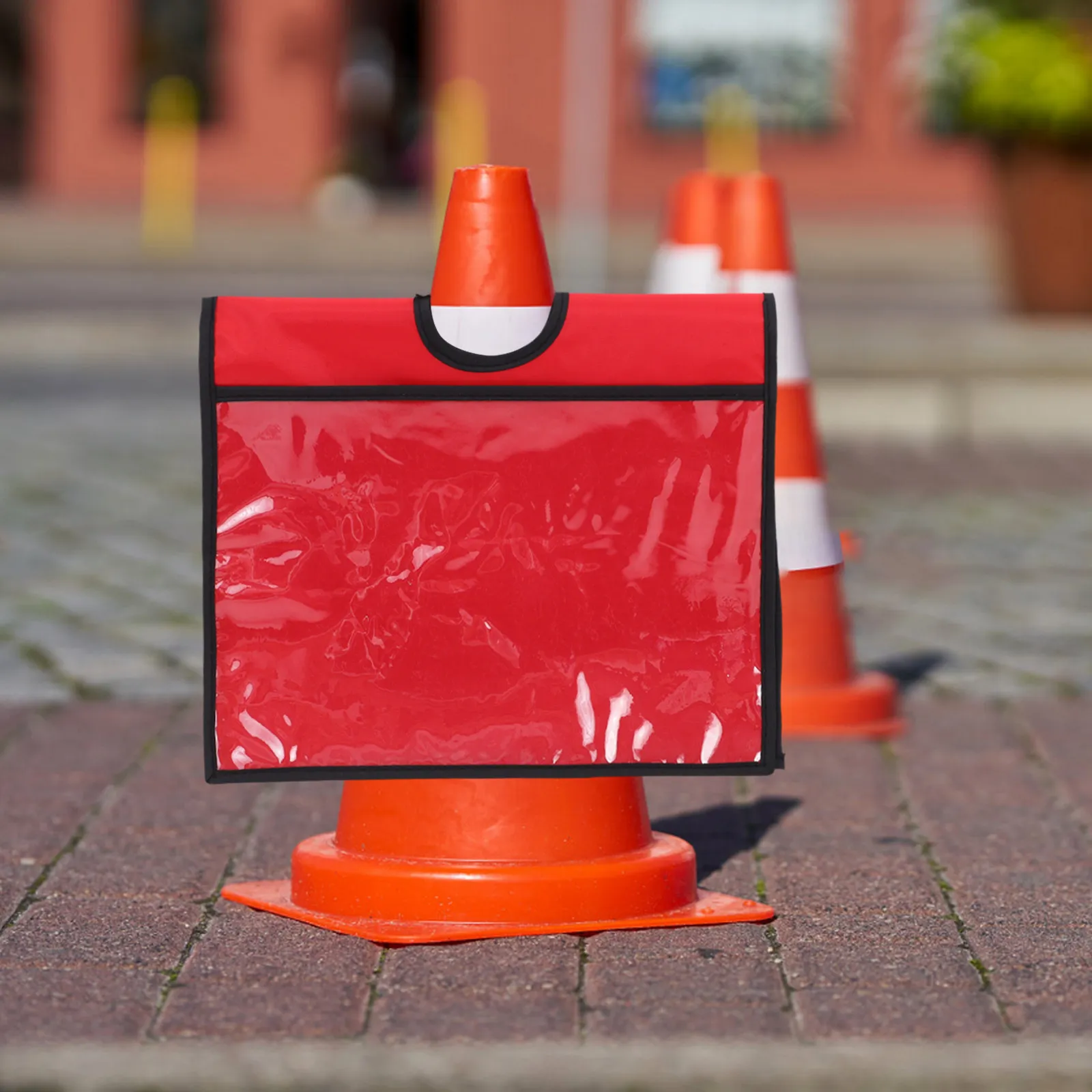 Portable Traffic Cone Cover For Road Traffic Control Safety Management High Visibility Orange Sleeve Sign Pocket