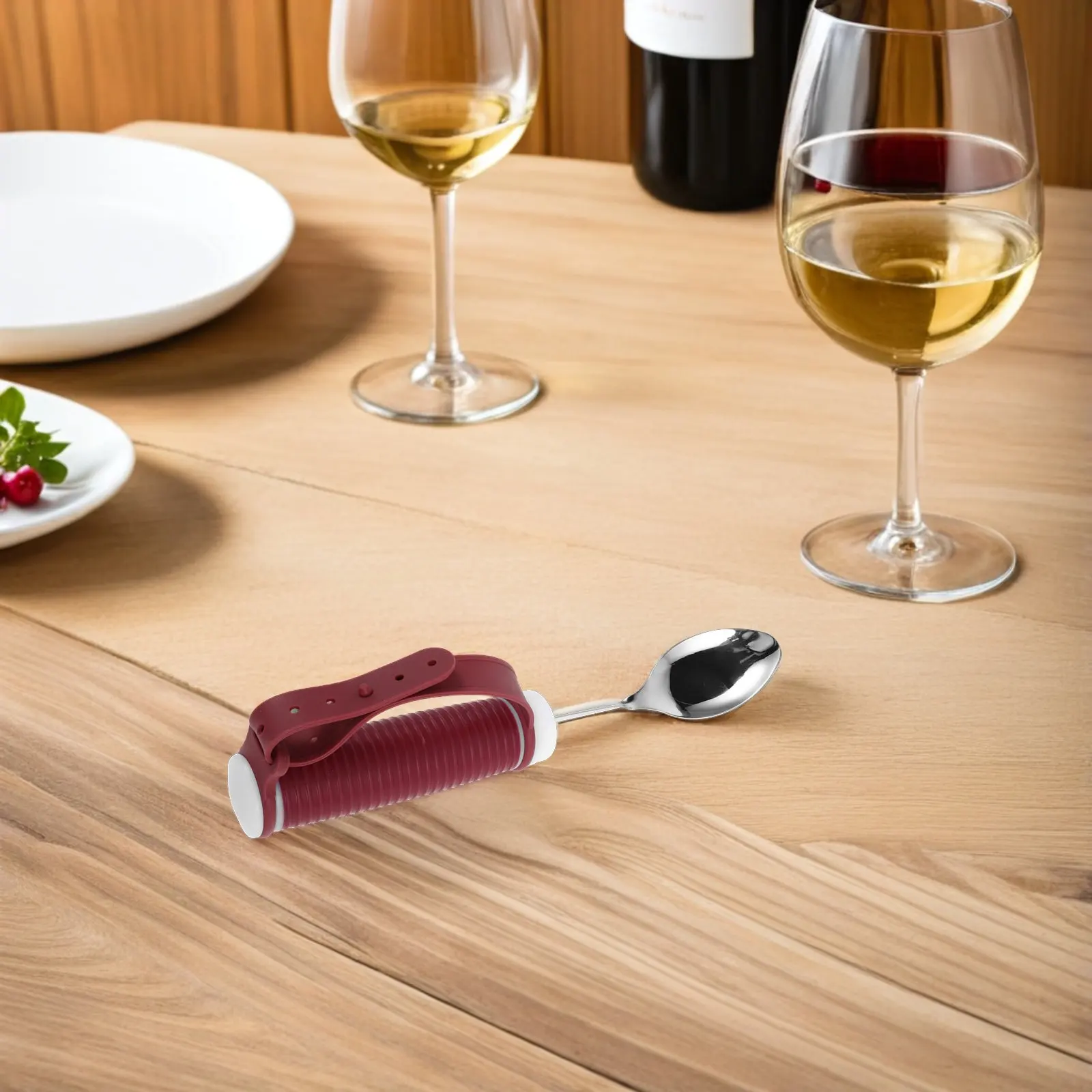 Adaptive Utensils Elderly Easy Grip Bendable Spoon Non-Slip Silicone Loop Eating Aid Arthritis Hand Tremors Weak Grip Dishwasher