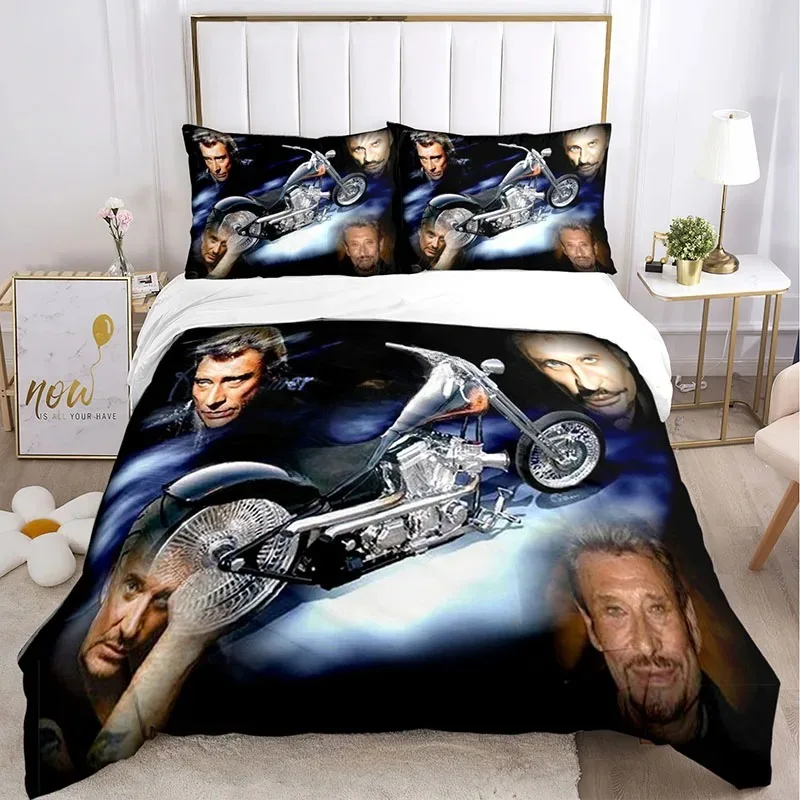 Johnny Hallyday Bedding Set Rock star Print Duvet Cover All Sizes Customizable for Baby Teens Bedroom Twin Full Queen King Size