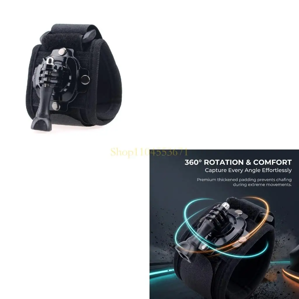 Best Seller First-Person Action Camera Arm Mount with Wide Padded Wrist Band and 360-Degree Base for Redirecting the Camera