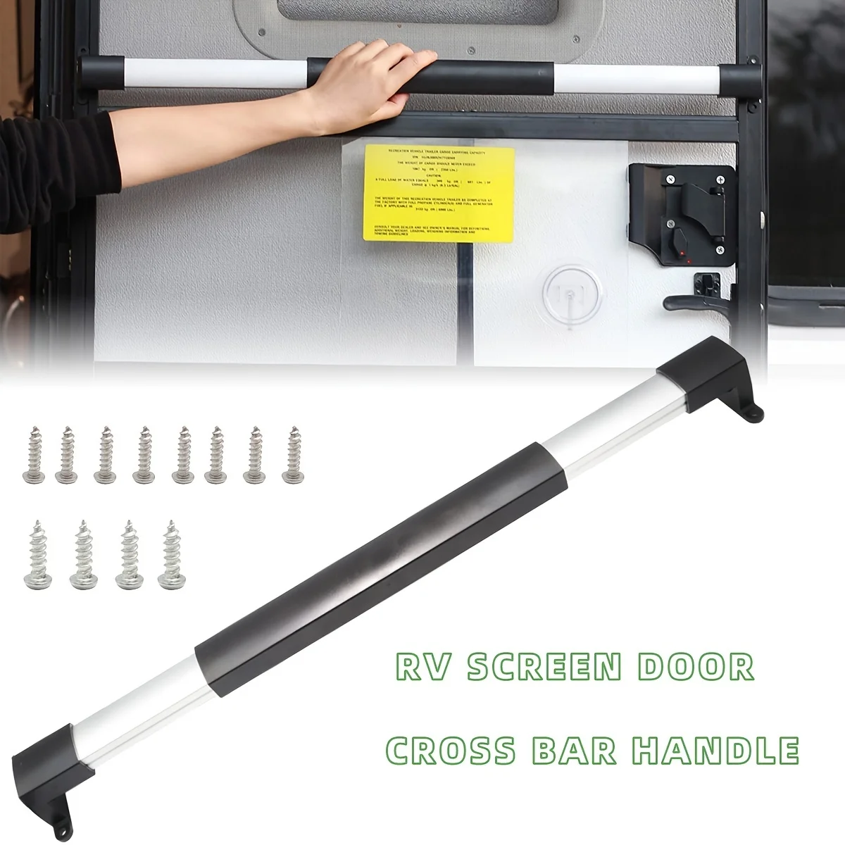 RV Screen Door Cross Bar Handle Adjustable from 21-5/8 Inch to 28-5/8 Inch with Sturdy and Secure Non-Slip Grip