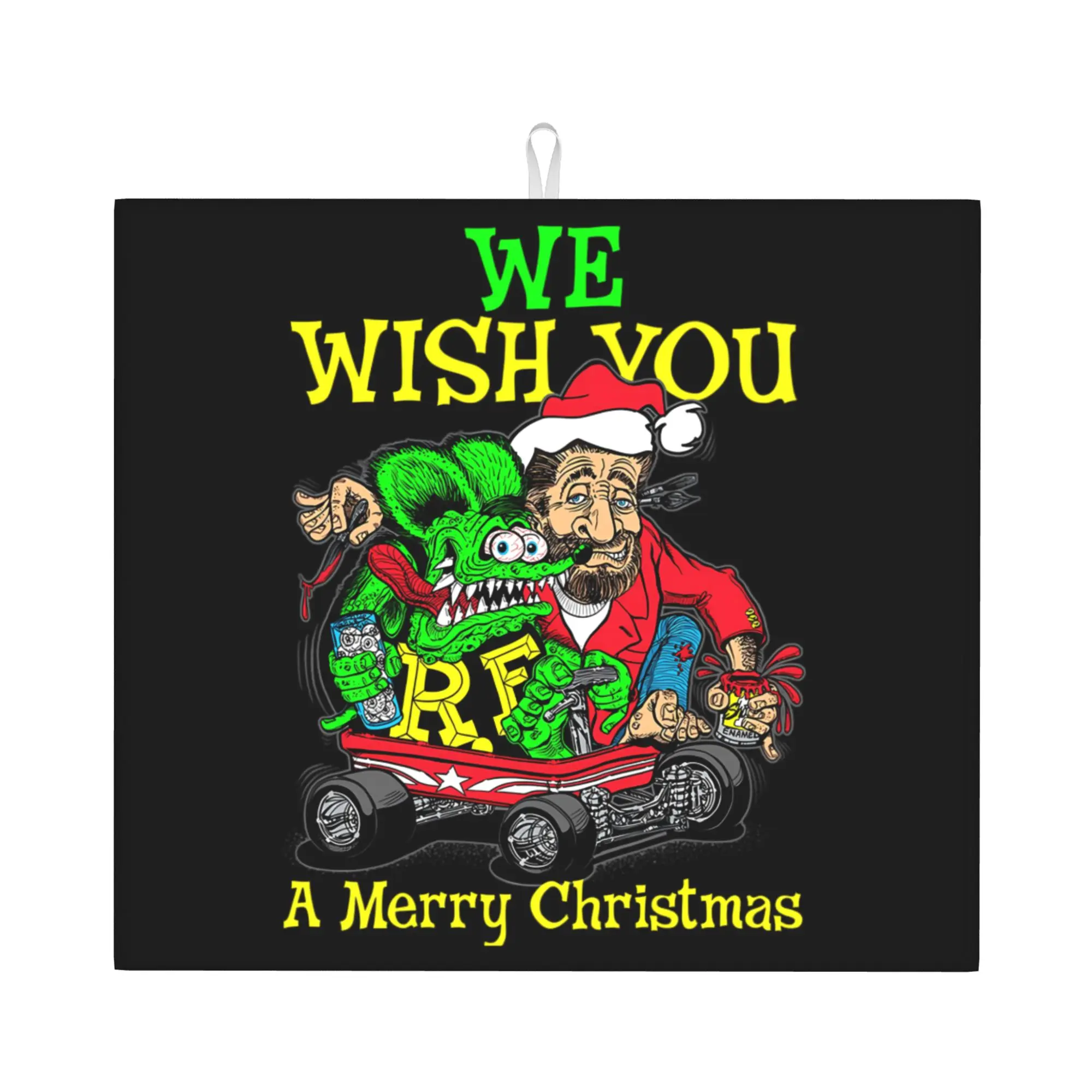 Drying Mat For Kitchen Monster Rod Cartoon Rat Barware Tableware Oil Proof Reusable Rat Fink Washable Kitchen Sink Drying Pad