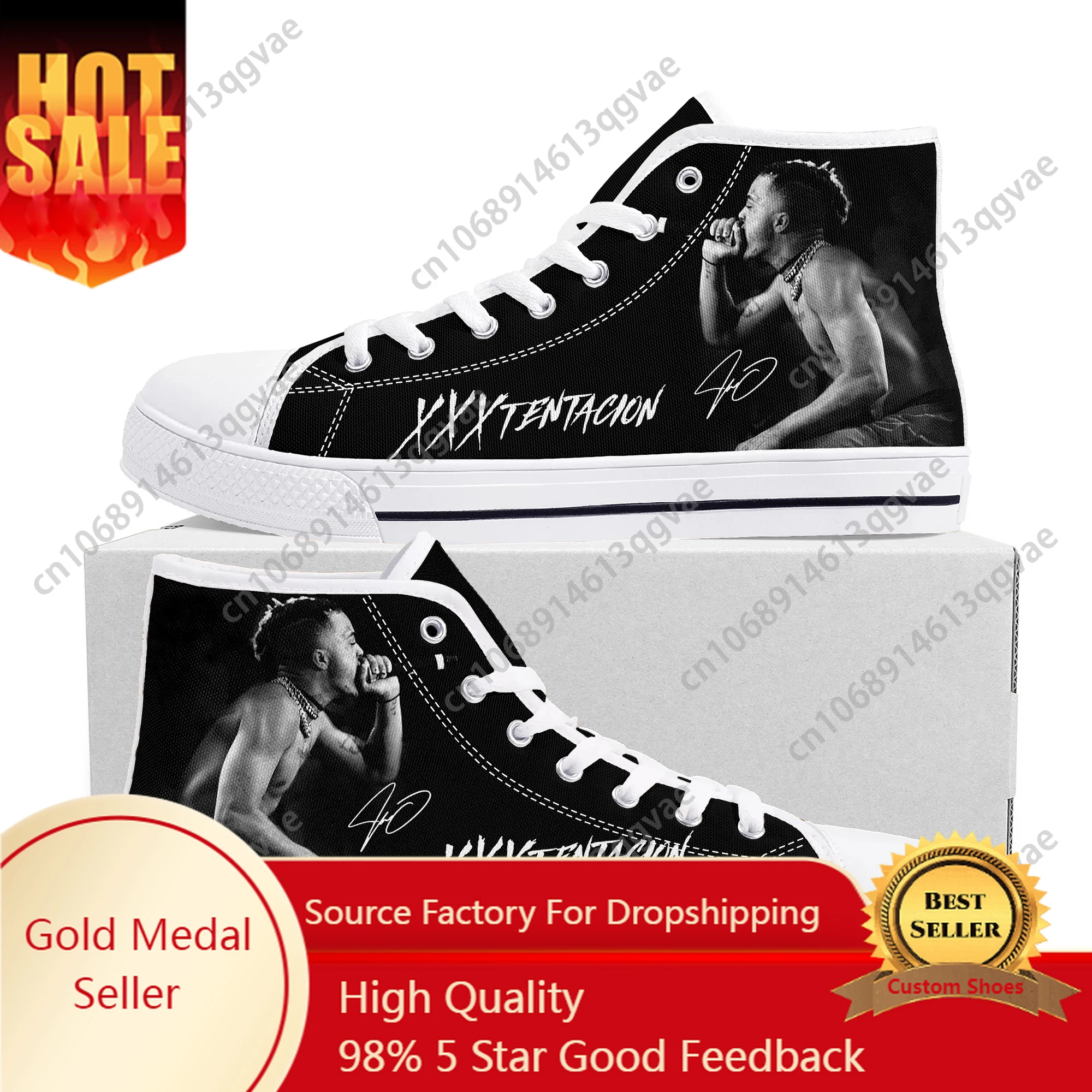 

Hot Hip Hop Rapper Rap XXXTentacions High Top High Quality Sneakers Mens Womens Teenager Canvas Sneaker Custom Made Couple Shoes