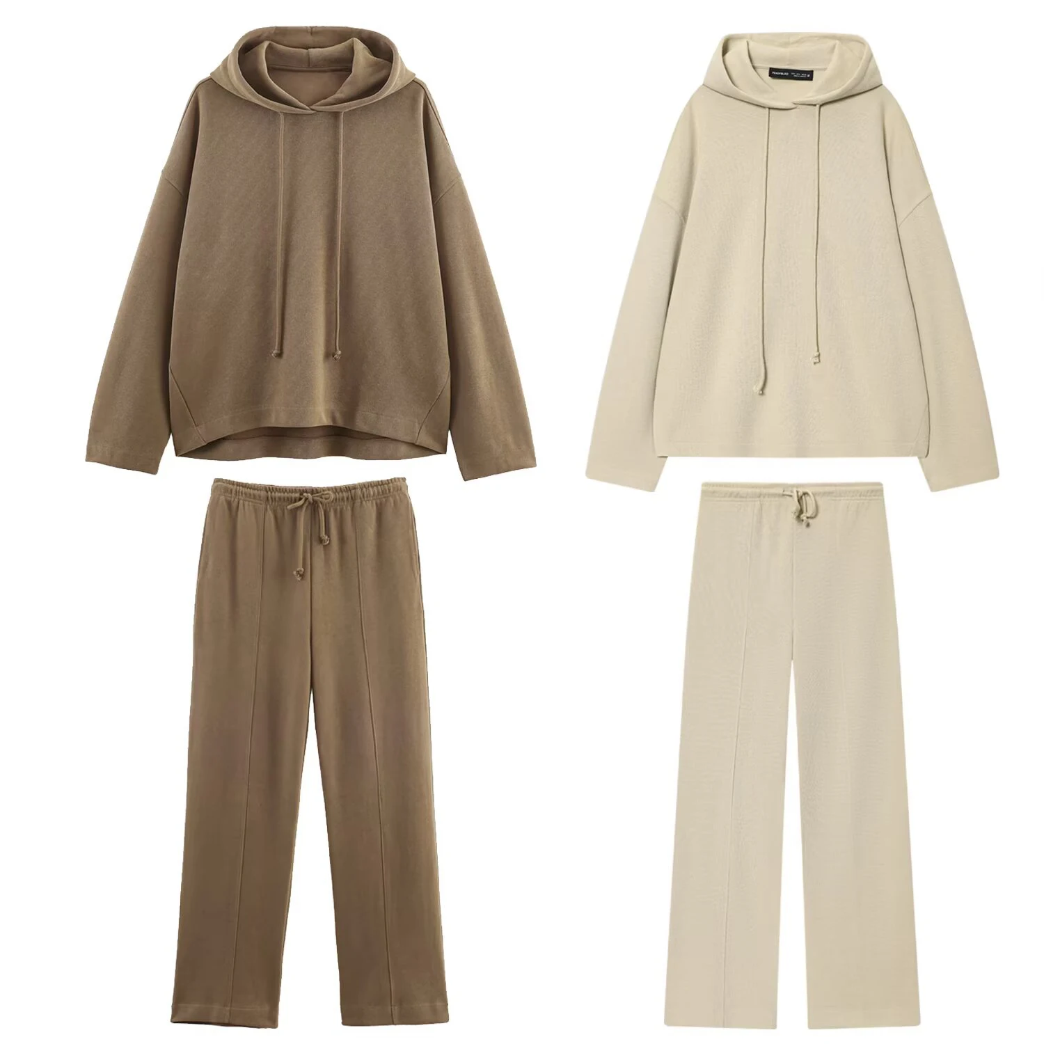 

Толстовка + свободные брюки с прямыми штанинами, модный комплект для женщин, весенне-осенний универсальный свободный повседневный спортивный комплект из двух предметов