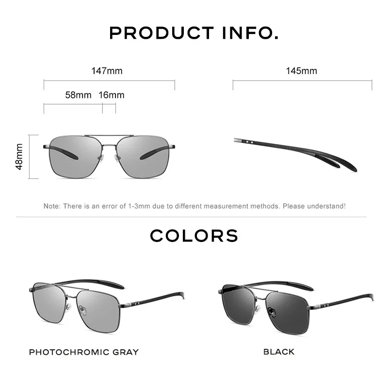 CAPONI Outdoor Sunglass men Polarized Photochromic Lightweight CarbonFiber Sports shades Sunglasses UV400 Brand Designer BS23027