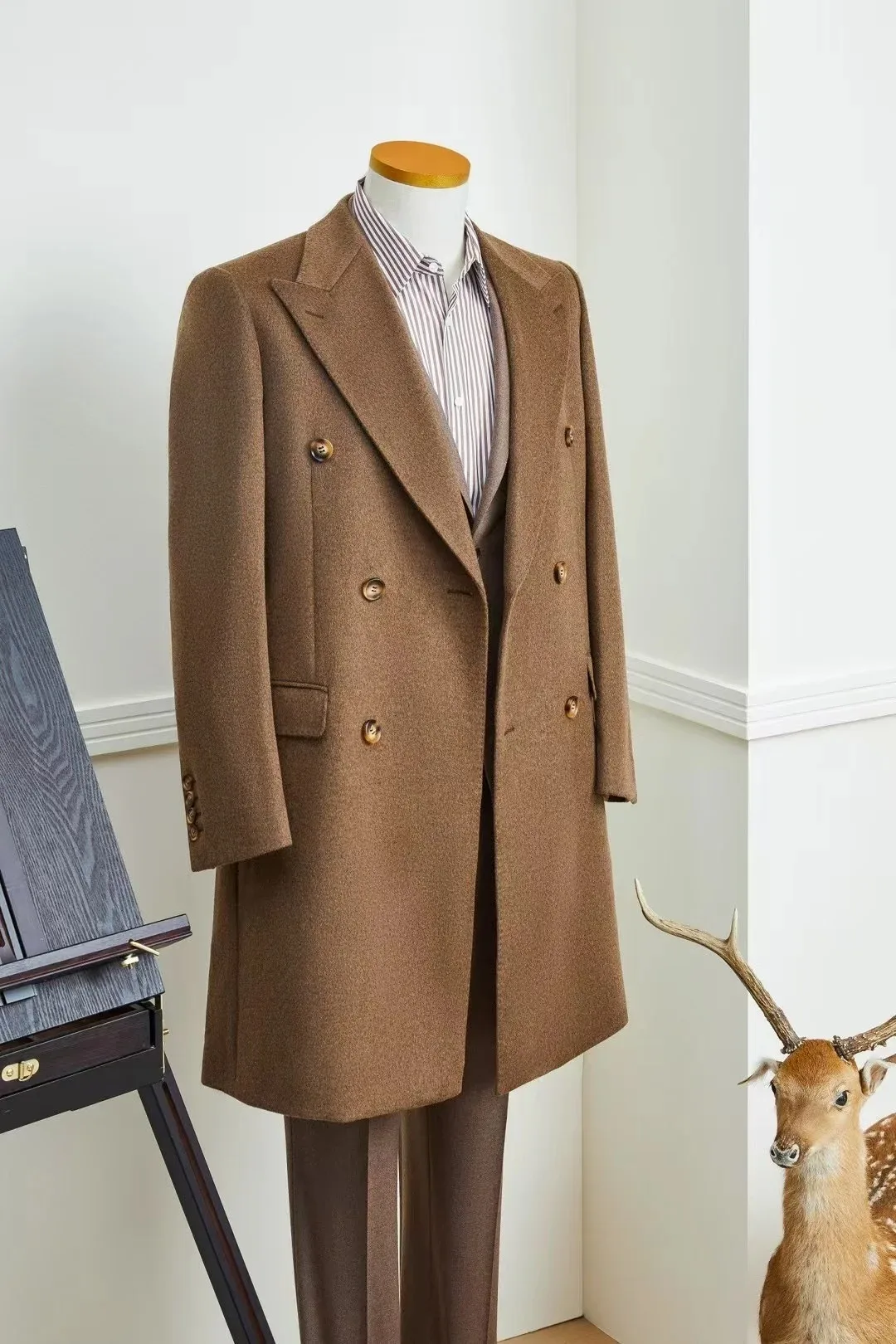 الخريف الشتاء الرجال خندق معطف سليم صالح الشق التلبيب مزدوجة الصدر معطف فوقي شتاء دافئ القطن الأعمال سترة طويلة معطف