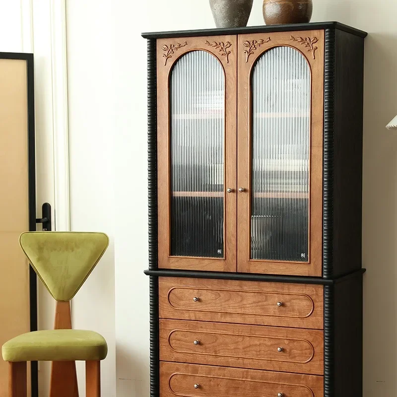 Vintage book glass door display cabinet living room home living room decoration cabinet
