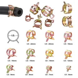 10pcs Fuel Spring Clip Hose Clamps Dia 4-22mm Galvanized Spring Hose Clamp Fuel Line Hose Water Pipe Clamps Fastener Hose Clamp
