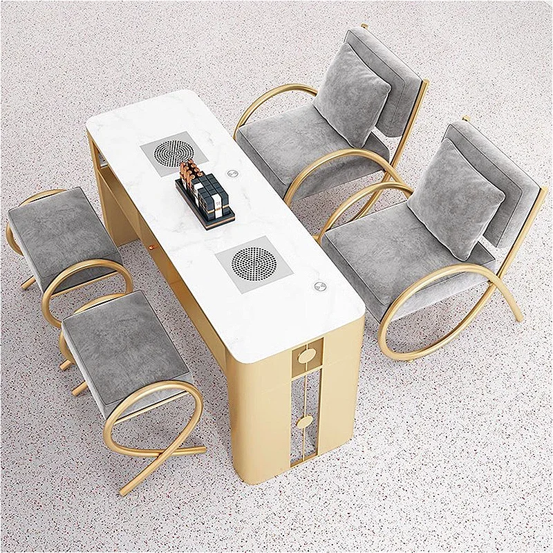 

Modern Golden Nail Tables Multifunction Storage Vacuum Cleaner Dressing Nail Table Professional Salon Furniture Nagel Tisch FYMT