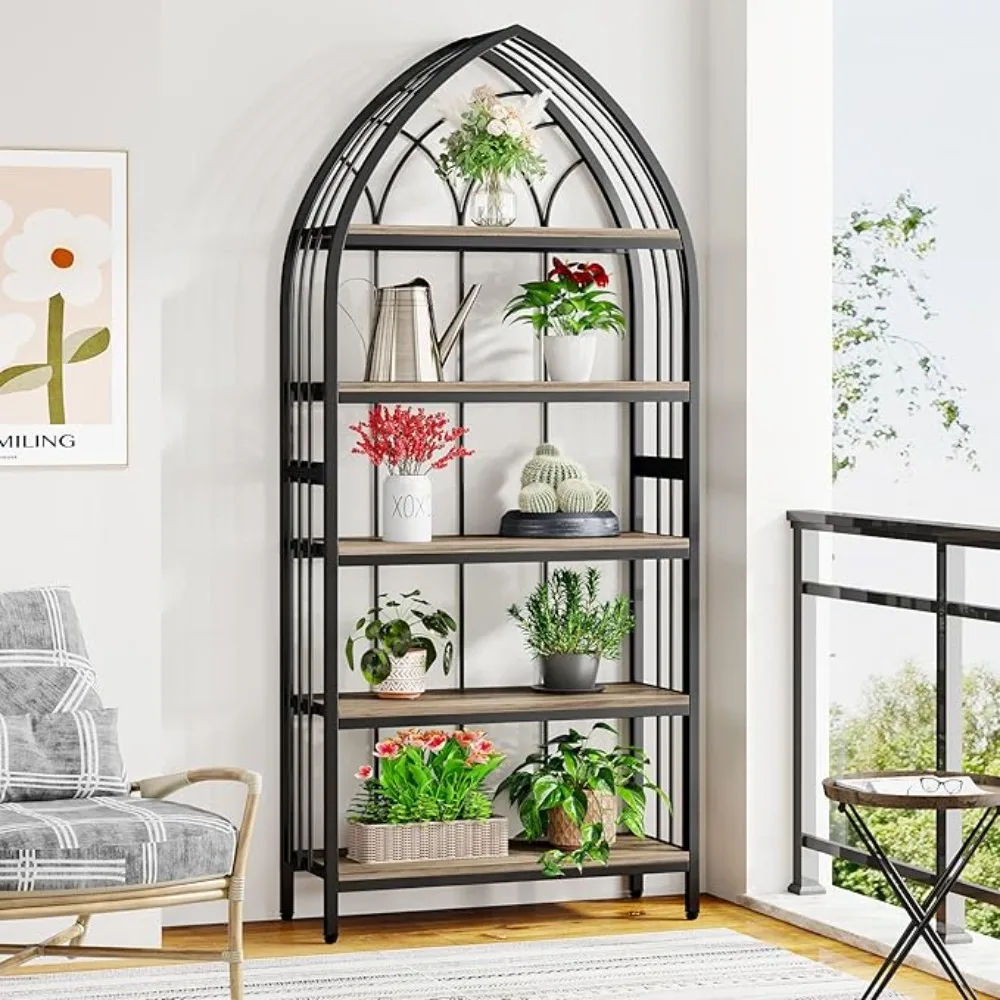 

Industrial Wood & Metal Plant Shelf for Indoor, Balcony