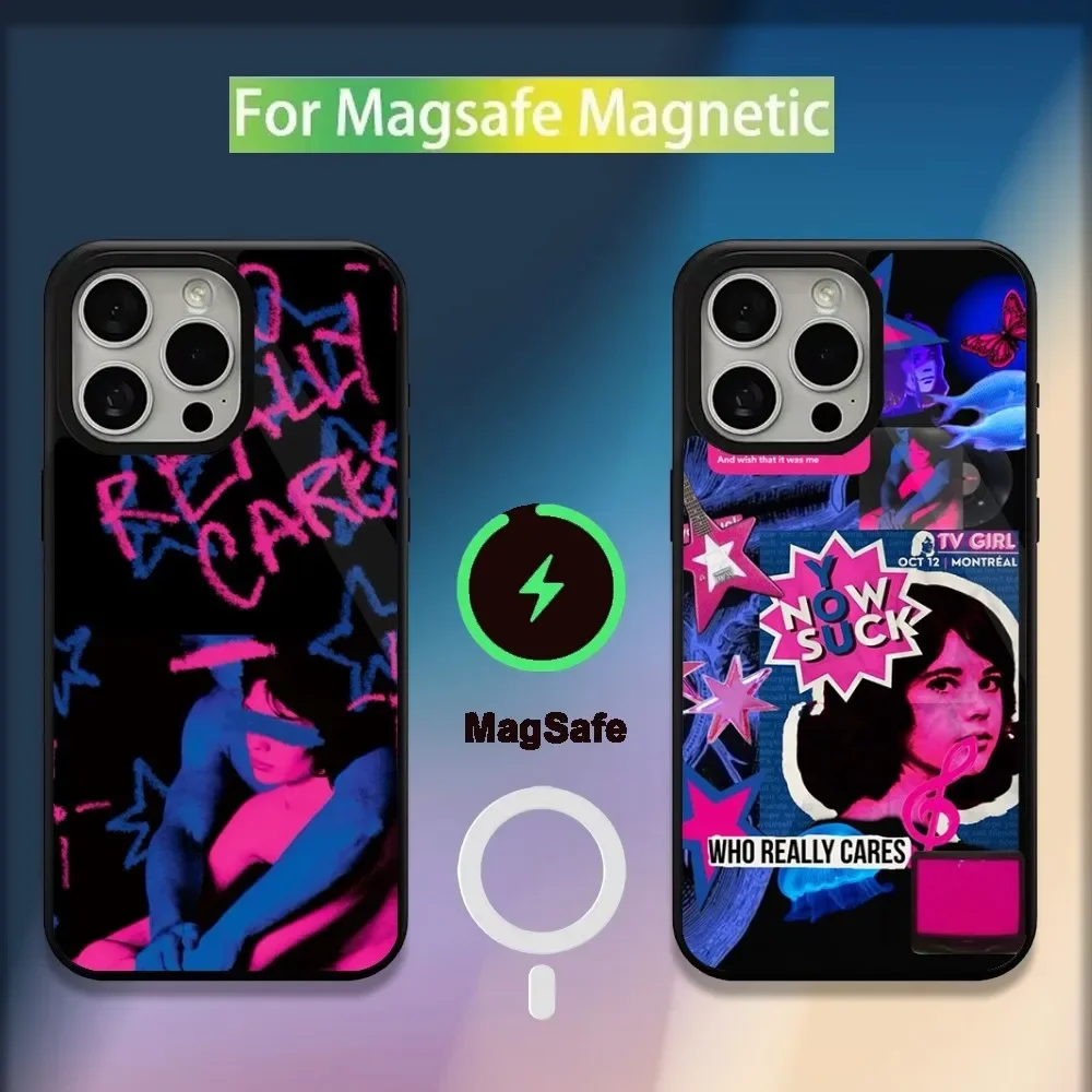 

T-TV Girl Band Who Really Cares Phone Case For iPhone 16,15,14,13,12,11,Plus,Pro,Max,Mini Magsafe Magnetic Wireless Charging