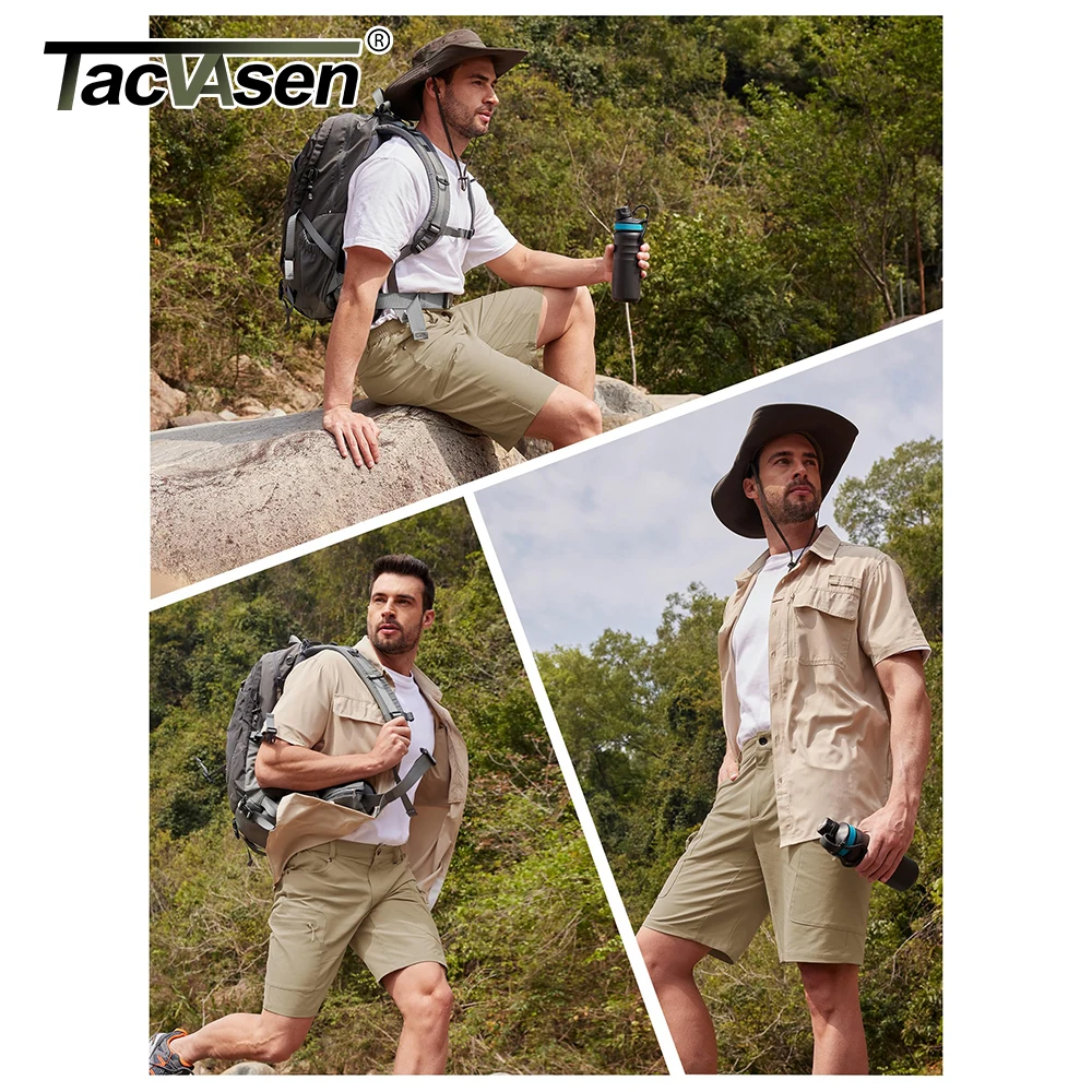 TACVASEN شورت صيد السمك والمشي لمسافات طويلة للرجال شورت كاجوال خفيف الوزن مقاوم للماء مع جيوب متعددة سروال قصير للعمل في الهواء الطلق
