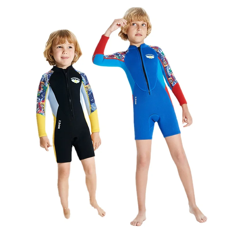 2.5mm Neoprene Juventude Crianças Wetsuit Verão Surf Terno Manga Curta Mergulho Snorkeling Natação One-piece Scuba Dive Swimwear Menina