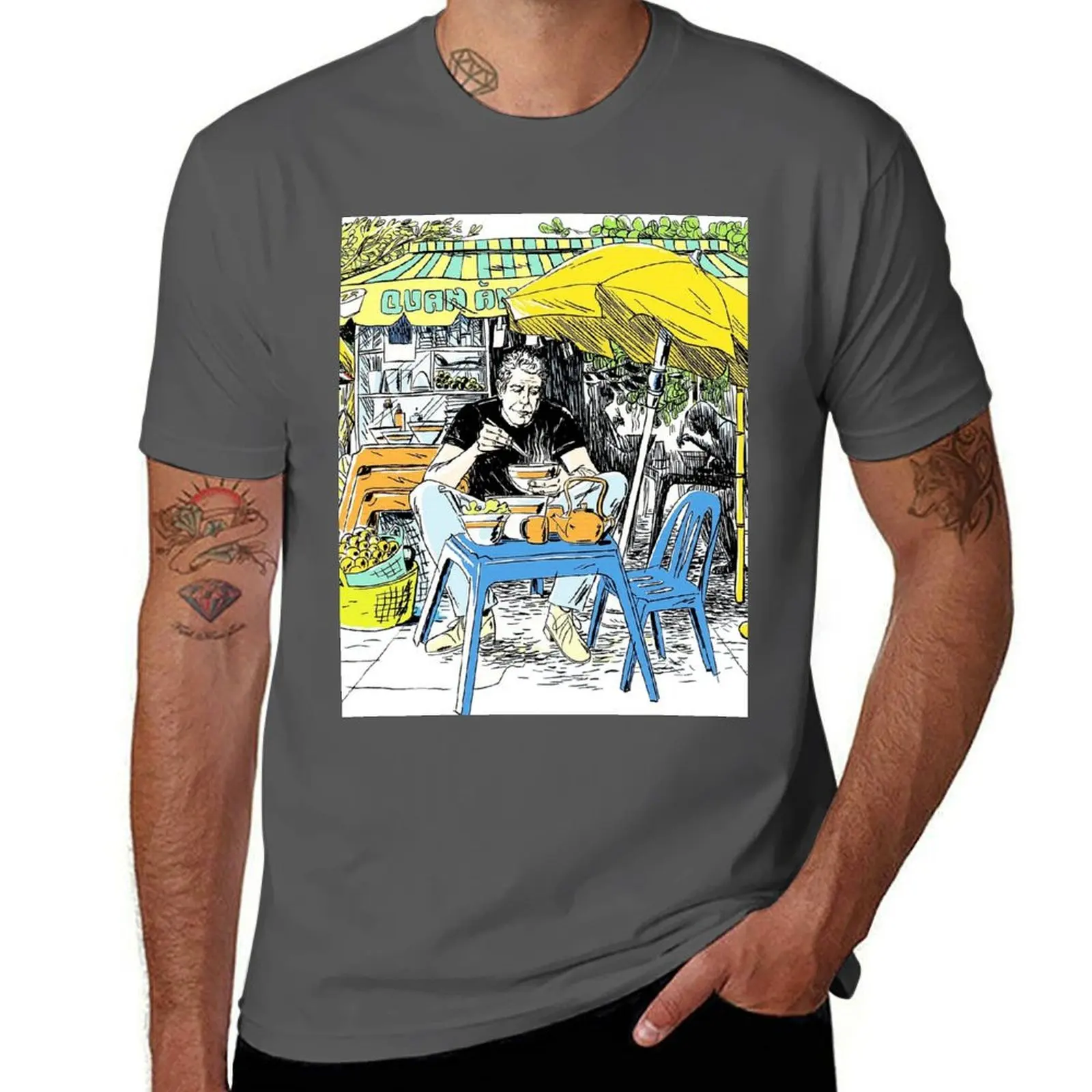 

Anthony Drawing Bourdain T-Shirt Work Utility Short Sleeve Shirt