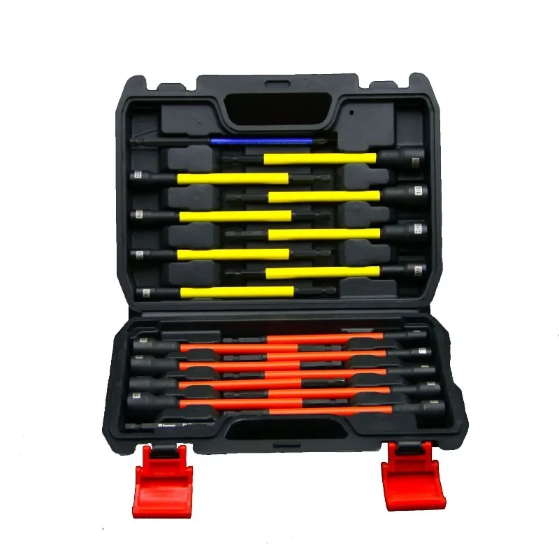 19pcs Long Magnetic Hex Socket Set, Drive Nut Driver Bit Kit, Strong Magnetic Impact Socket Set for Electric & Pneumatic Tools