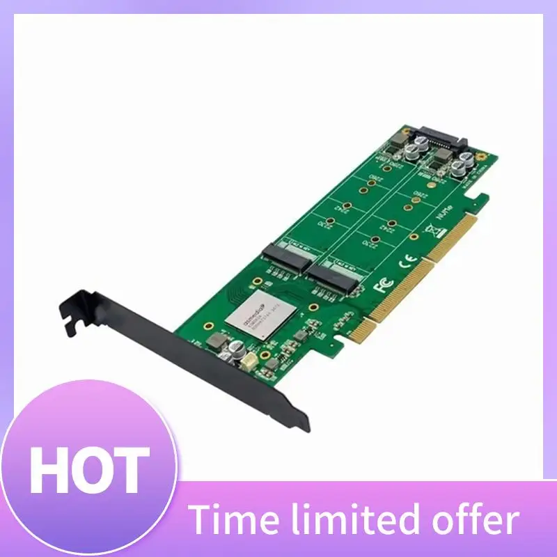 

B68A 4 Ports ASM2824 PCI-E X16 Adapter Card 4-Channel NVME SSD Conversion Card Industrial Server Storage Expansion Card