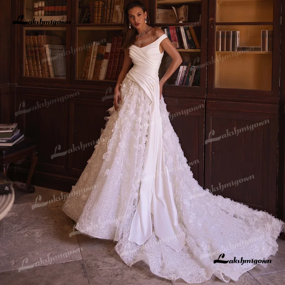 Lakshmigown V Neck A Line Wedding Dress 2025 Organza Court Train Wedding Gown Customizedvestido de noviavestidos de novia boda س