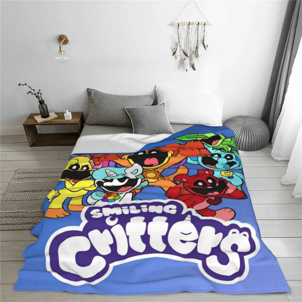 Smiling Catnap Friends Happy Blanket Flannel Cartoon Game Warm Throw Blankets for Home Couch Bedspread