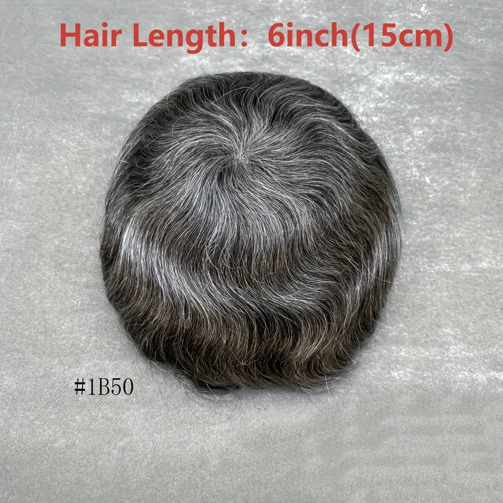 شعر مستعار للرجال قطعة شعر بشري بديلة من الدانتيل الأمامي مع بولي يوريثان حول قطعة شعر مستعار للرجال وحدة شعر مستعار للرجال مقاس 6 بوصات #5