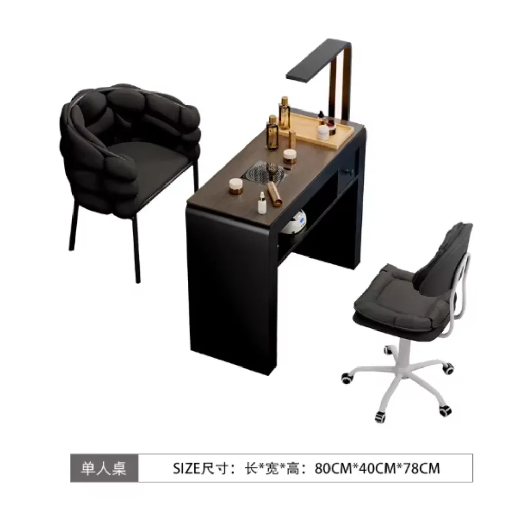 Modern Simple Black Wooden Manicure Table and Chair Set for Beauty Salon & Mall Use Eco-Friendly Durable Easy to Clean Nail Desk