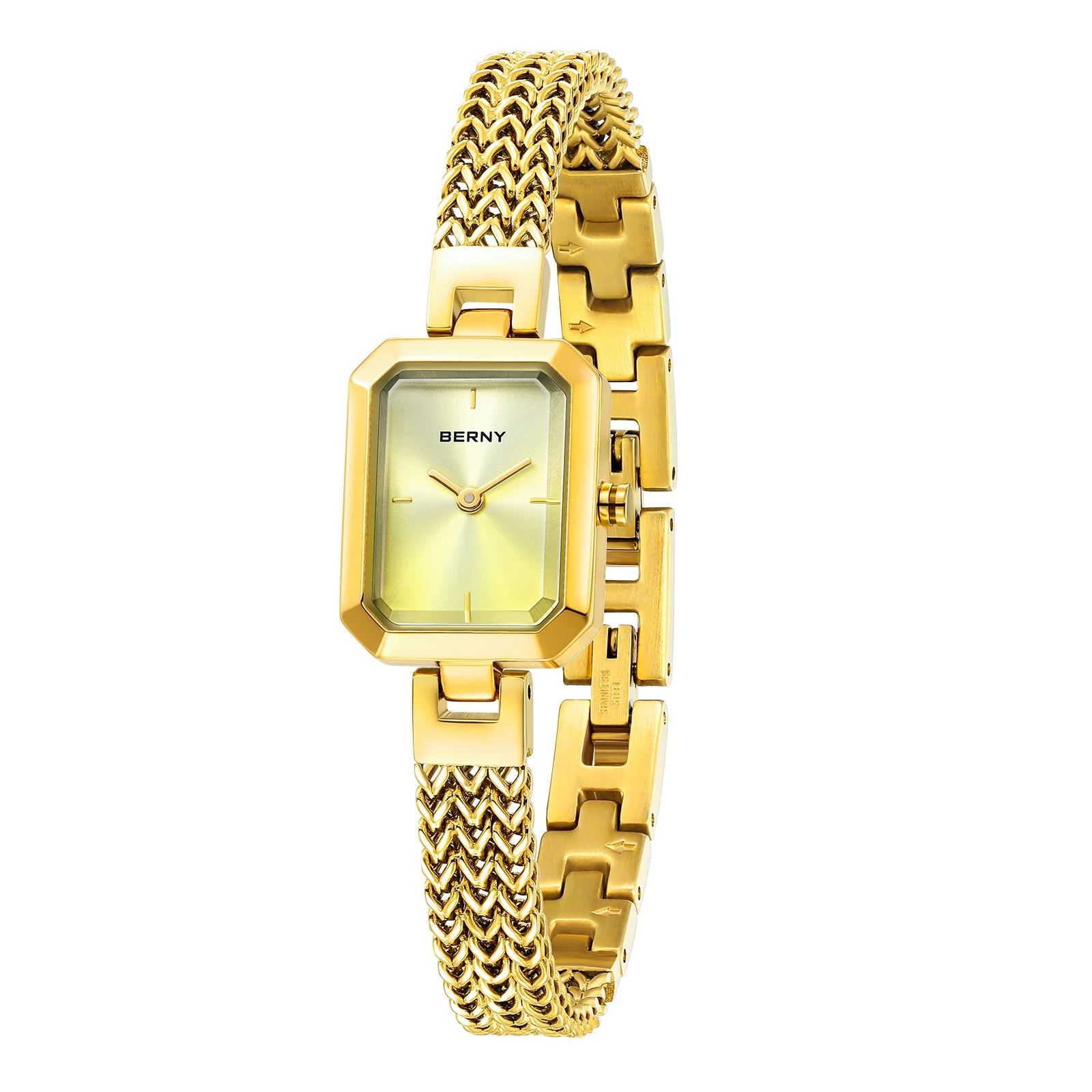 

BERNY Gold Watches for Women Luxury Fashion Quartz Wristwatch Waterproof Minimalist Rectangle self-detachable buckle Strap Watch