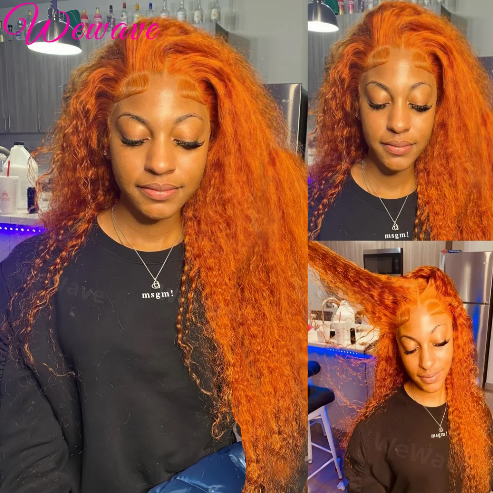 

Orange Ginger Lace Front Wig Curly Human Hair Wigs For Women Deep Wave Frontal Wig 13x4 13x6 HD Lace Front Human Hair Wig