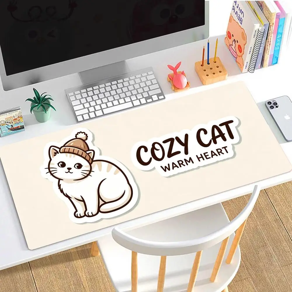 Cozy Cat Warm Heart mousepad large size playmat games game card pad For Office Desktop Bedroom Learning Laptop
