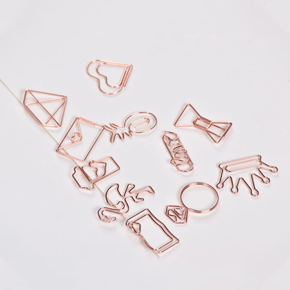 

50Pcs Rose Gold Crown Shaped Paper Clips Creative Bookmarks Office School Supplies Party Gift Decorative Stationery Essentials