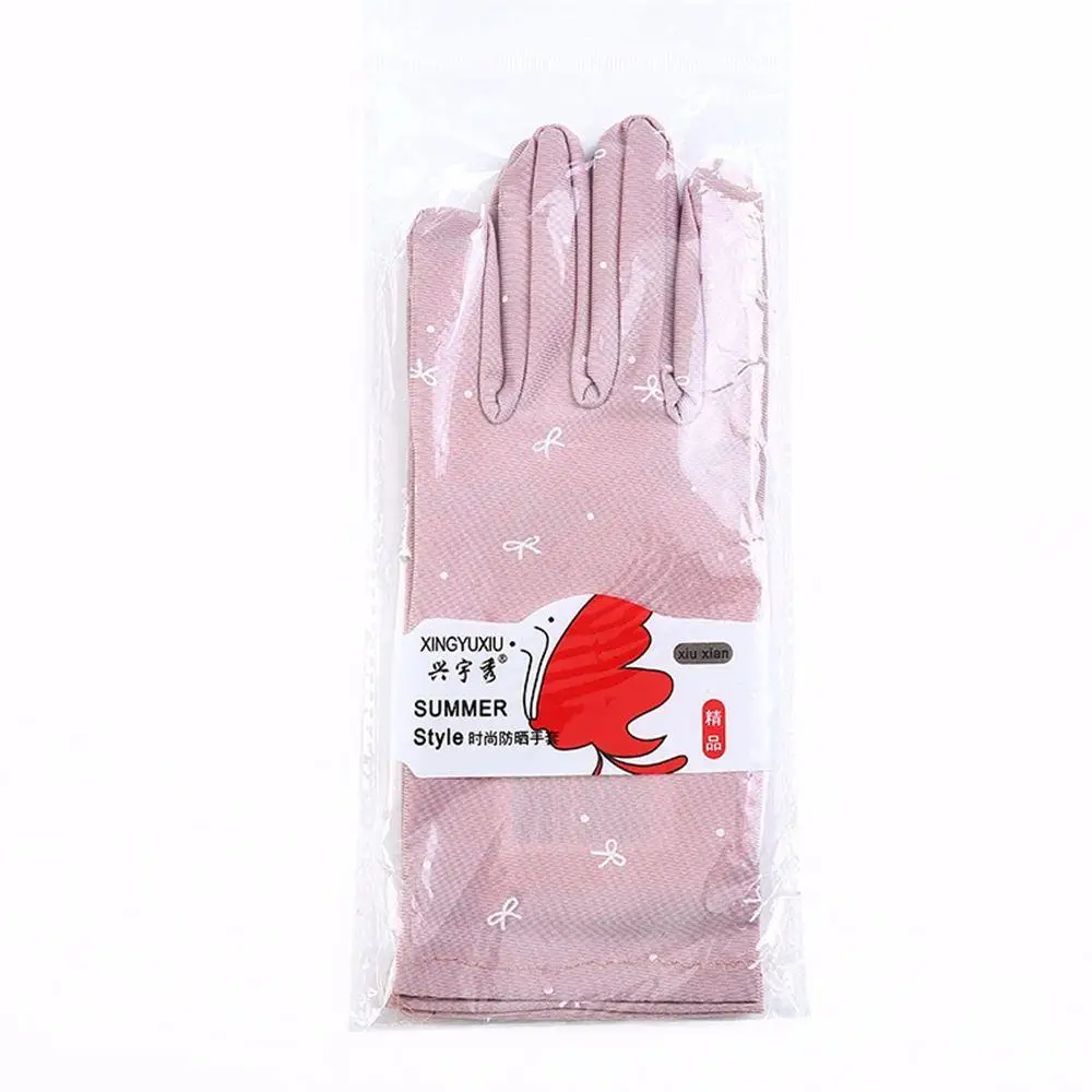 Guantes de LICRA para mujer, manoplas de protección solar con patrón de lazo, resistentes a la abrasión, para deportes al aire libre y conducir