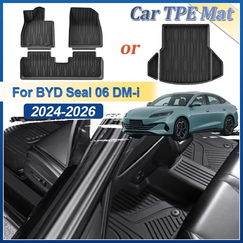 

LHD Car TPE Trunk Mat Floor Mats For BYD Seal 06 DMI DM-i 2024-2026 All-Weather Carpet Cover Foot Pads Auto Interior Accessories