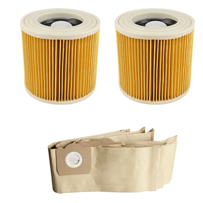 7PCS Replacement For Karcher WD3 WD3200 WD3300 MV3 Vacuum Cleaner Spare Parts Accessories Hepa Filters Dust Bags