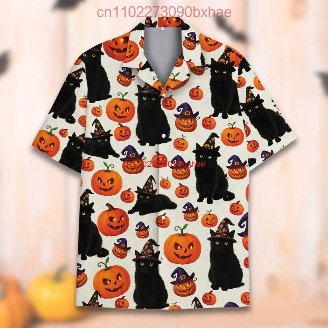

Halloween Pumpkin Scarecrow Hawaiian Shirt Men Women Youth Gothic Horror Aloha Shirt Button Down Creepy Pumpkin Patch Costume