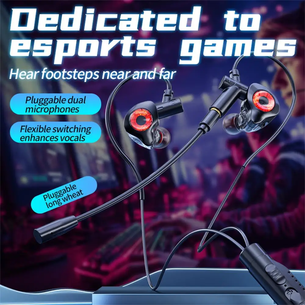 Type-c In-ear dual-mix e-sports gaming headset stereo noise reduction with microphone digital head wired headset