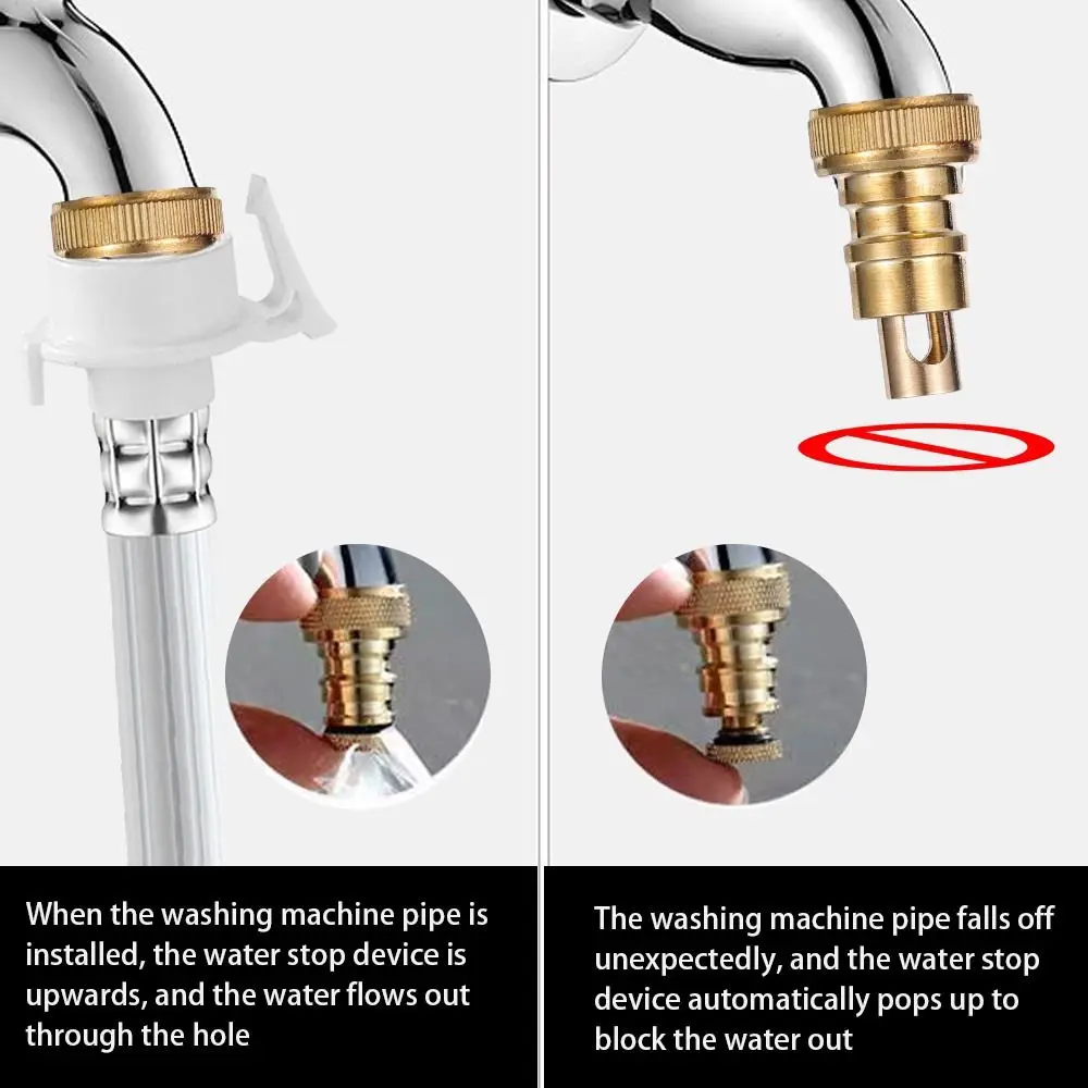 1Pcs Water Tube Connector Water Stop Valve Copper Inner Core Anti Falling Faucet Nozzle Stopcock Stop Joint Home Garden