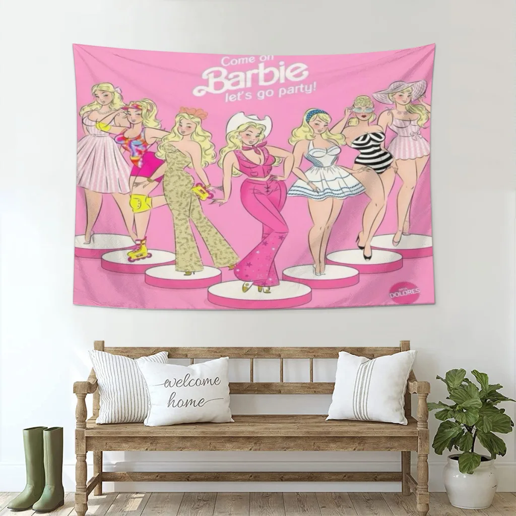 Barbie Hot Pink Tapestry  Room Décor Aesthetic Home Decoration Bedroom Wall Art