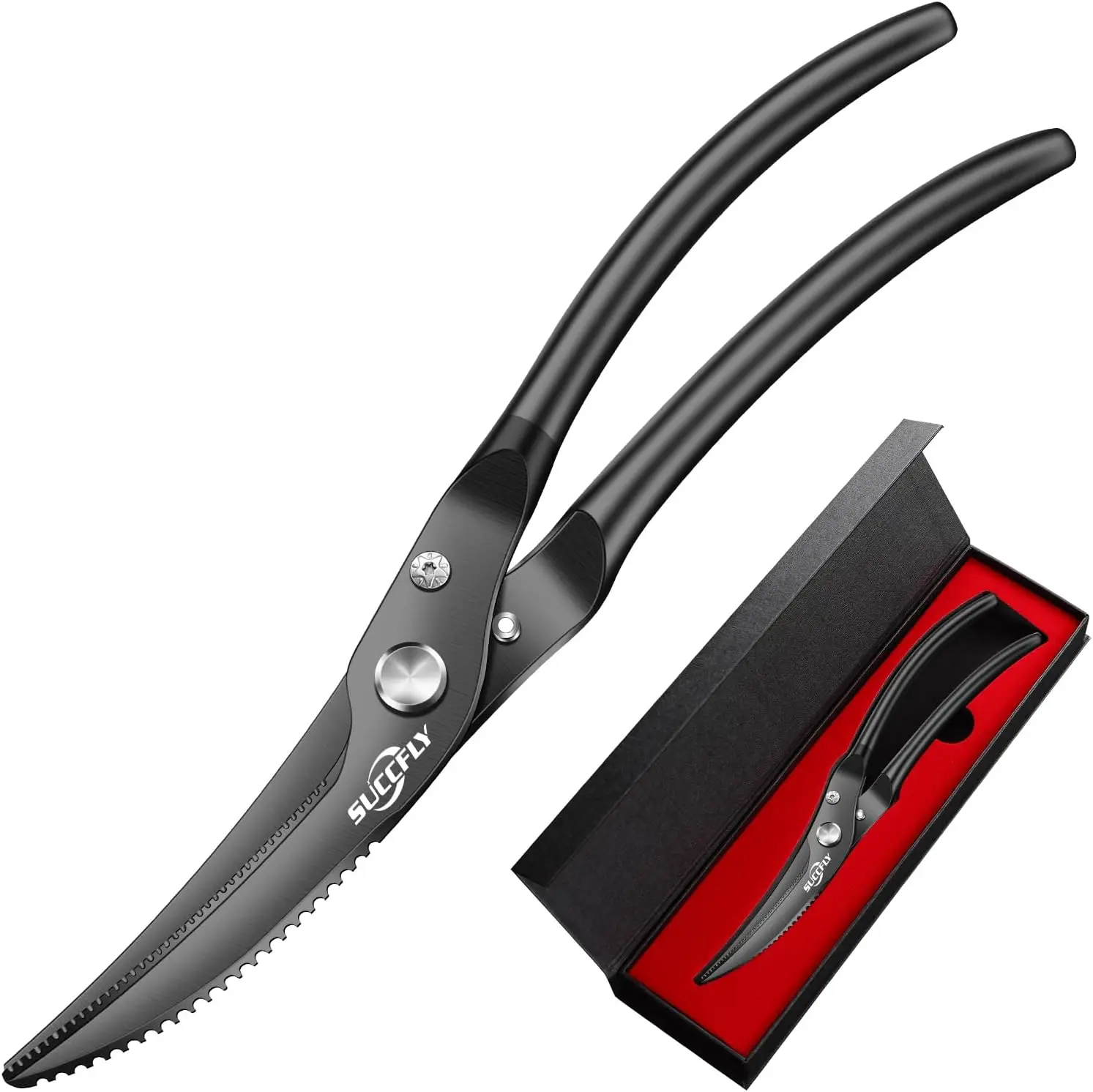 

Heavy Duty Kitchen Shears for Cutting Bone Chicken Meat, Ultra Sharp Stainless Steel Poultry Shears with Anti-Slip Handle