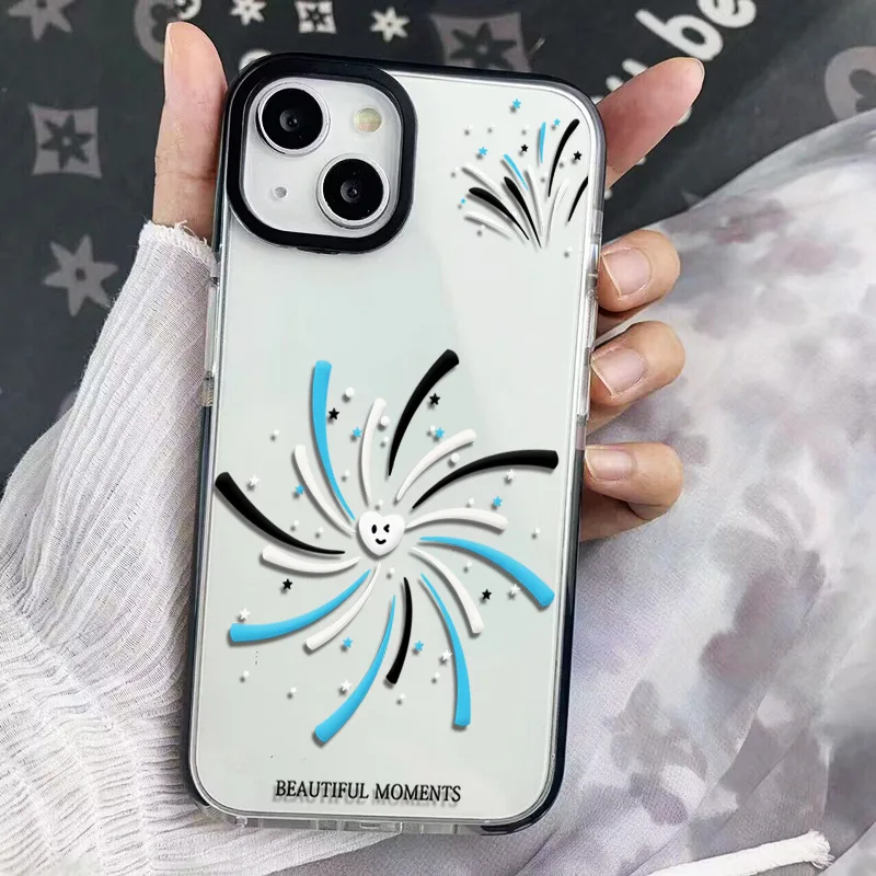 Cute Transparent Love Fireworks Mobile Phone Case For IPhone12 13 13Pro 13ProMax 14 14Pro 14ProMax 15 15Pro 15ProMax