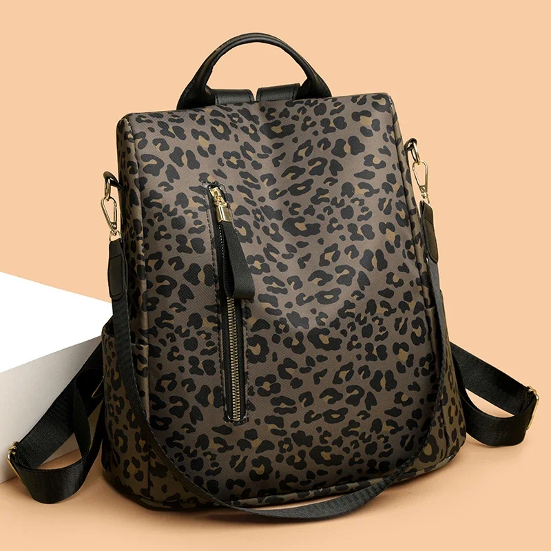 

Модные нейлоновые рюкзаки с леопардовым принтом, швейные нитки, внутренние карманные сумки на молнии для женщин, хит продаж 2025, весенняя новая школьная сумка
