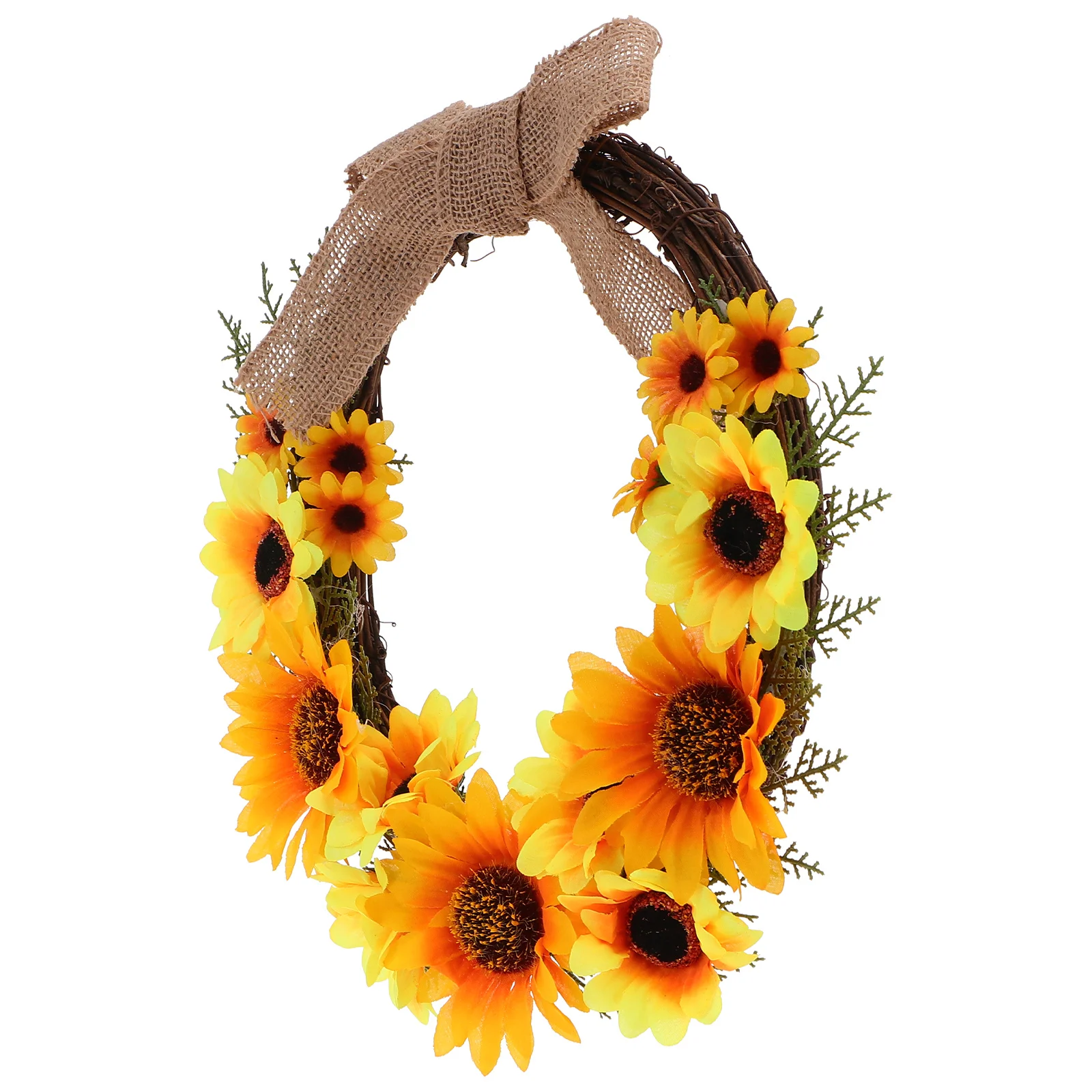 

1Pcs Artificial Sunflower Garland Simulation Wreath Lifelike Wall Hanging Decoration for Front Door Shop Window Photo Prop