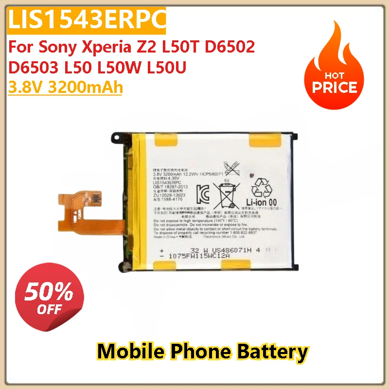 

Brand New High Quality 3.8V 3200mAh Mobile Phone Battery LIS1543ERPC For Sony Xperia Z2 L50T L50 L50W L50U D6502 D6503