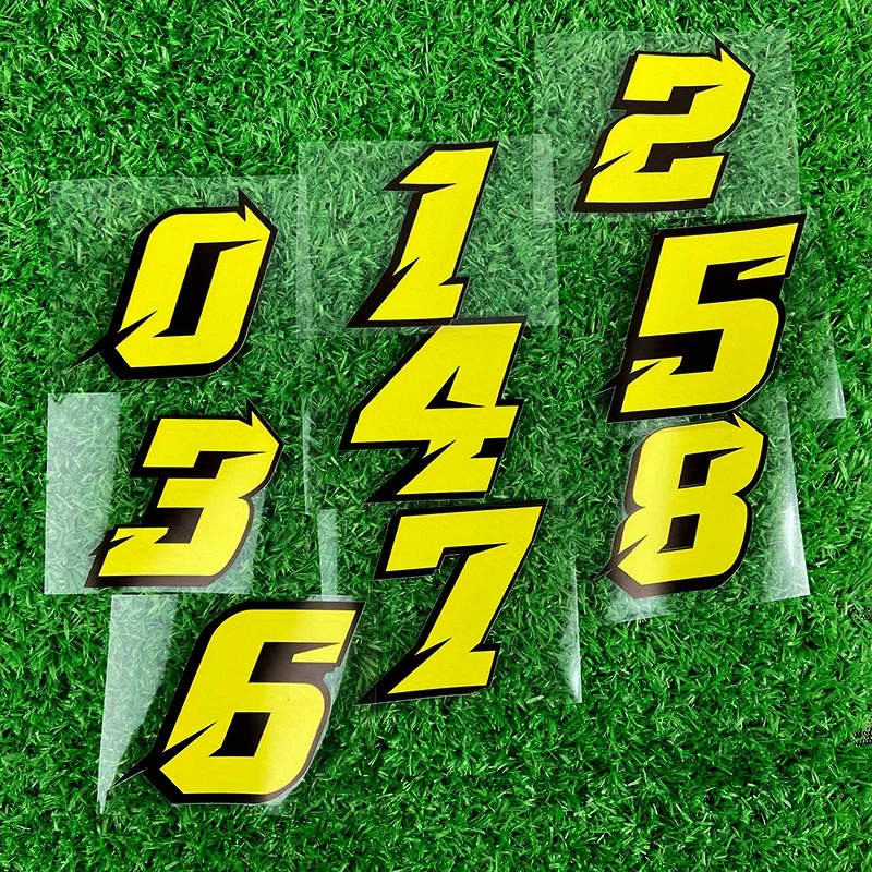 1PC Yellow Number 0123456789 Waterproof Stickers Decals For Motorcycle Scooter Car Fuel Tank DIY Refit Decor