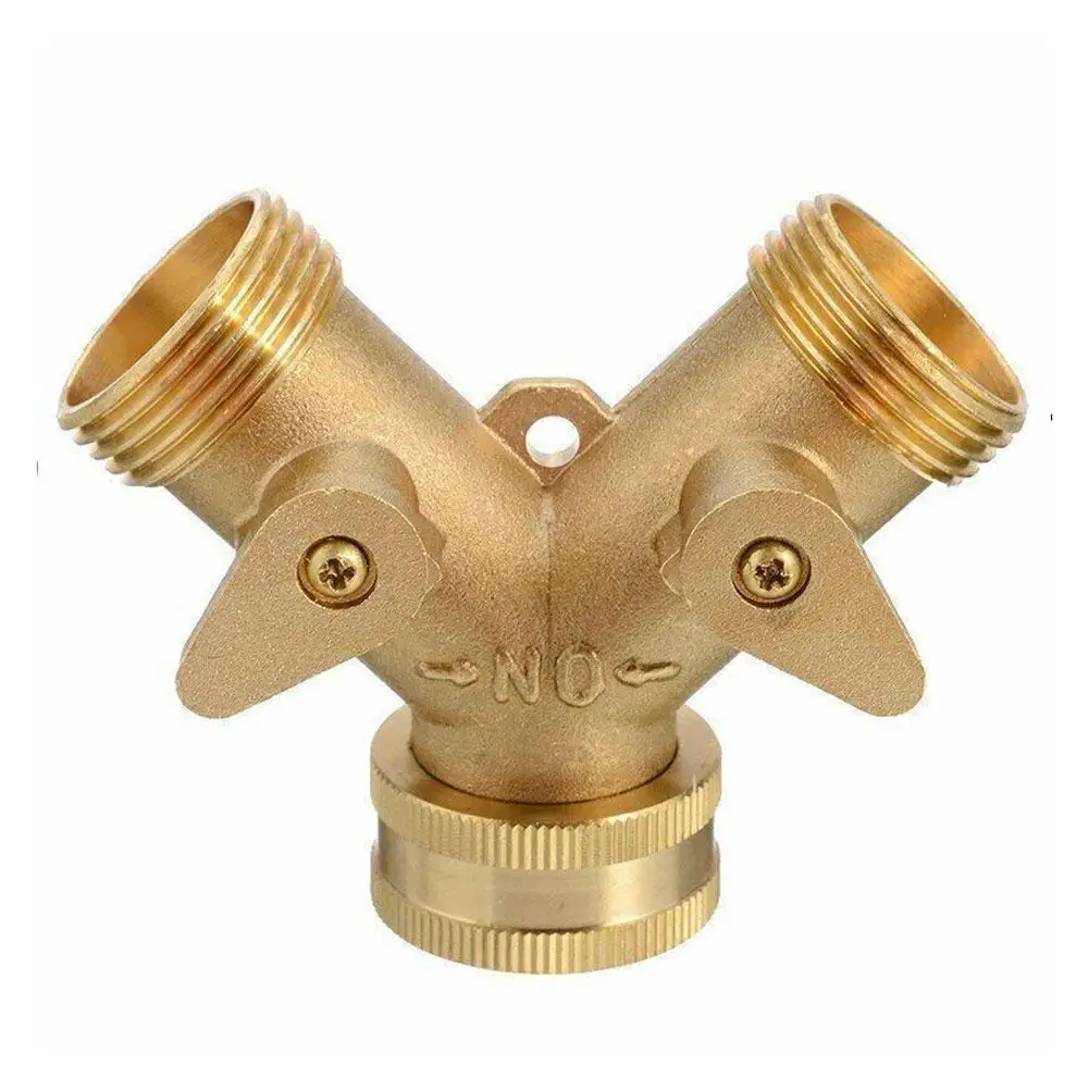 Garden Hose Y Valve Connectors Brass Hose Splitter With Solid Brass Handle Brass Y Valve Water Garden Hose Adapter 2 Way