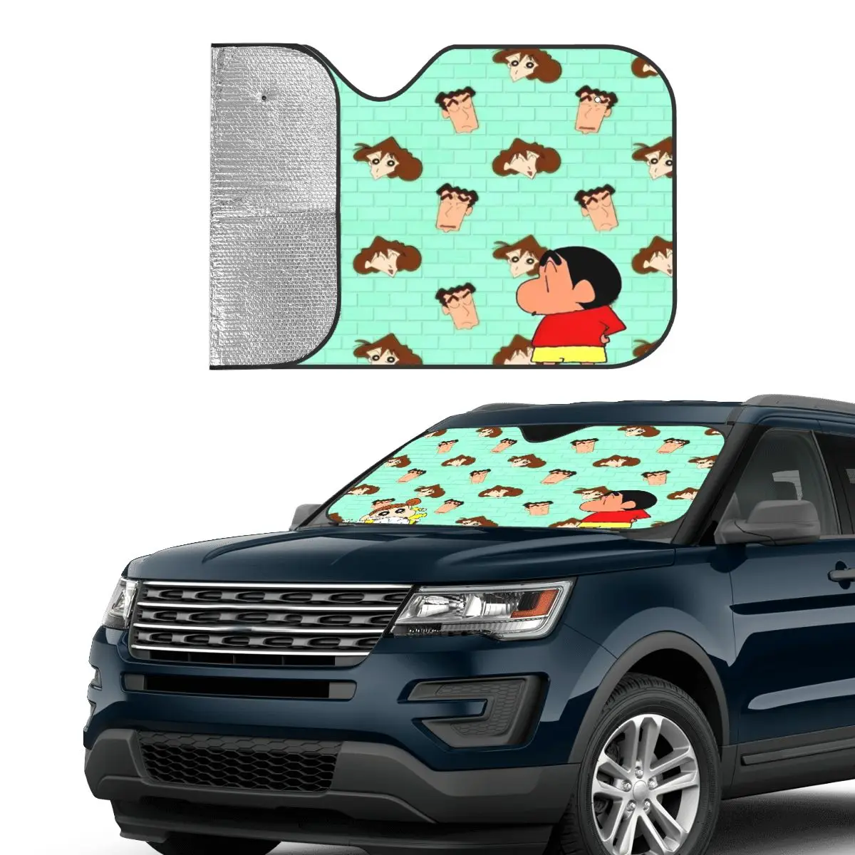 S-Shinchan Manga Fashion Windshield Sunshade 70x130cm Japanese Cartoon Foils Sun Visor Car-styling