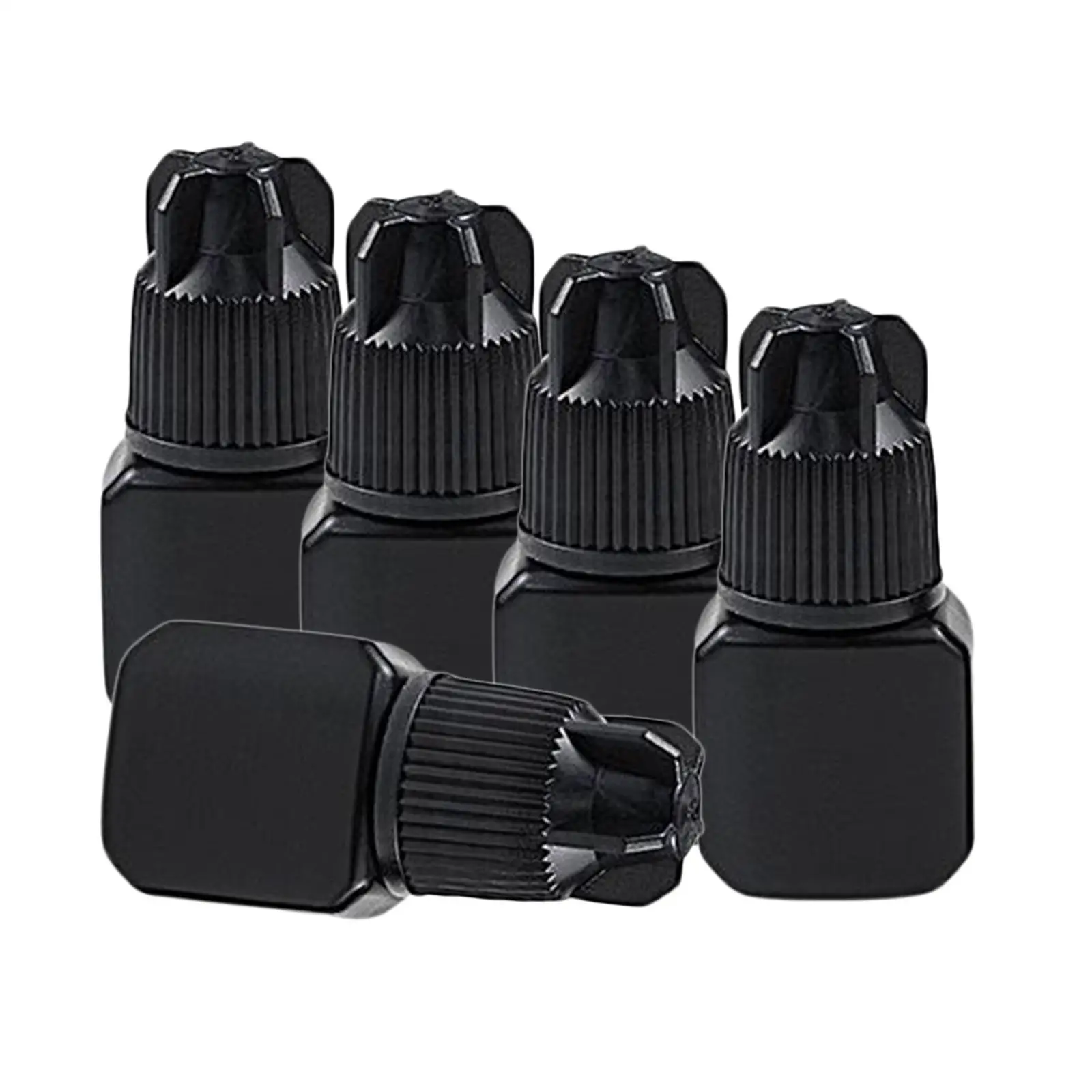 2x 5 Pcs Empty Refillable Grafting Eyelash Glue Bottles Plastic Glue Applicator Squeeze Bottles Black