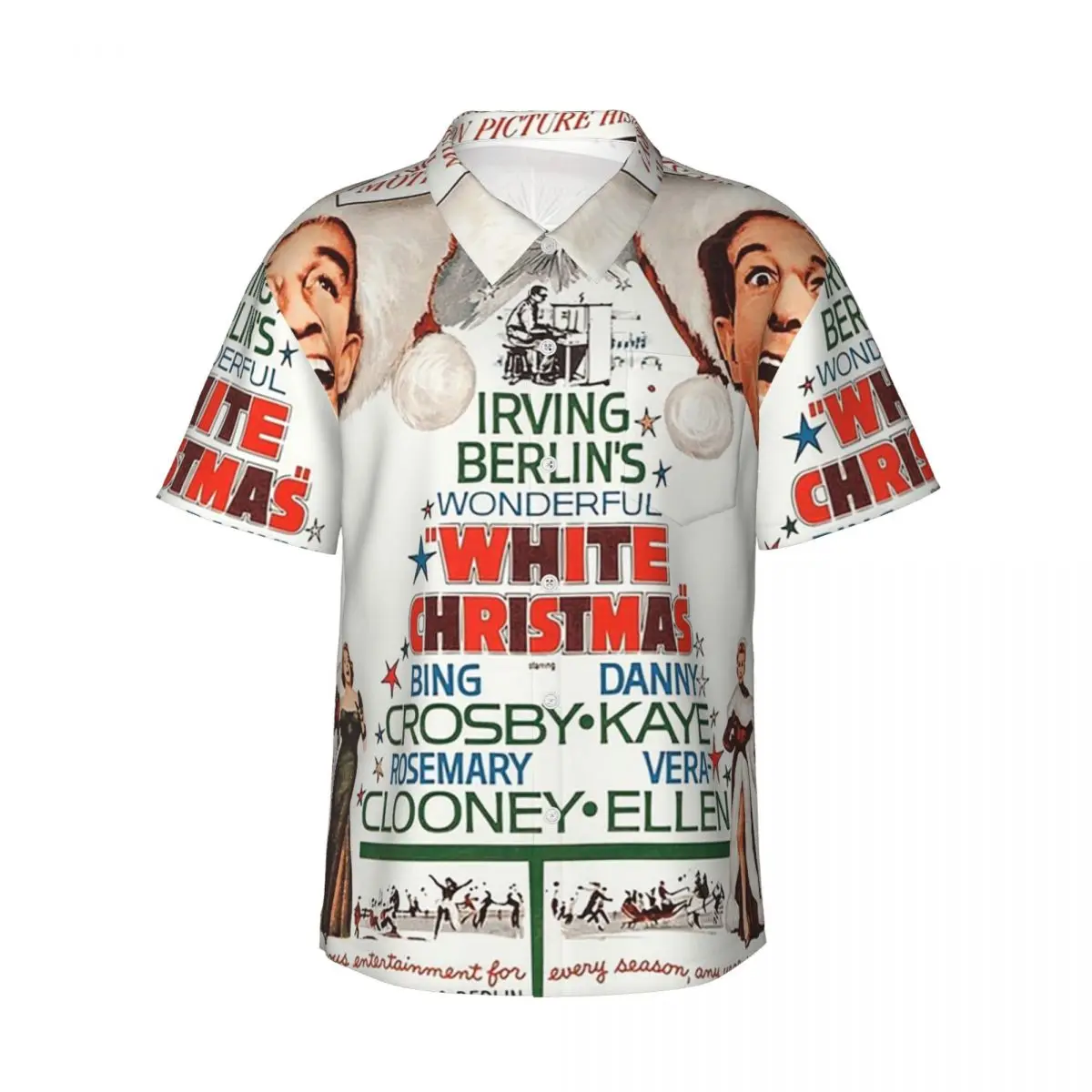 

White Christmas - Bing Crosby, Danny Kay Men's Shirts Hawaiian Short Sleeve Shirt Fashion Lapel Tops for Summer Beach