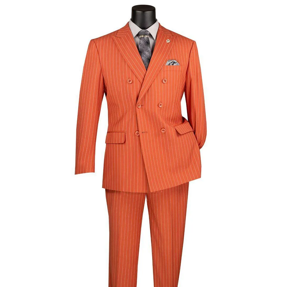 

Orange Men Suits 2 Pieces Jacket Pants Double Breasted High Quality Formal Occasion Customize Male Clothing Classic Fashion