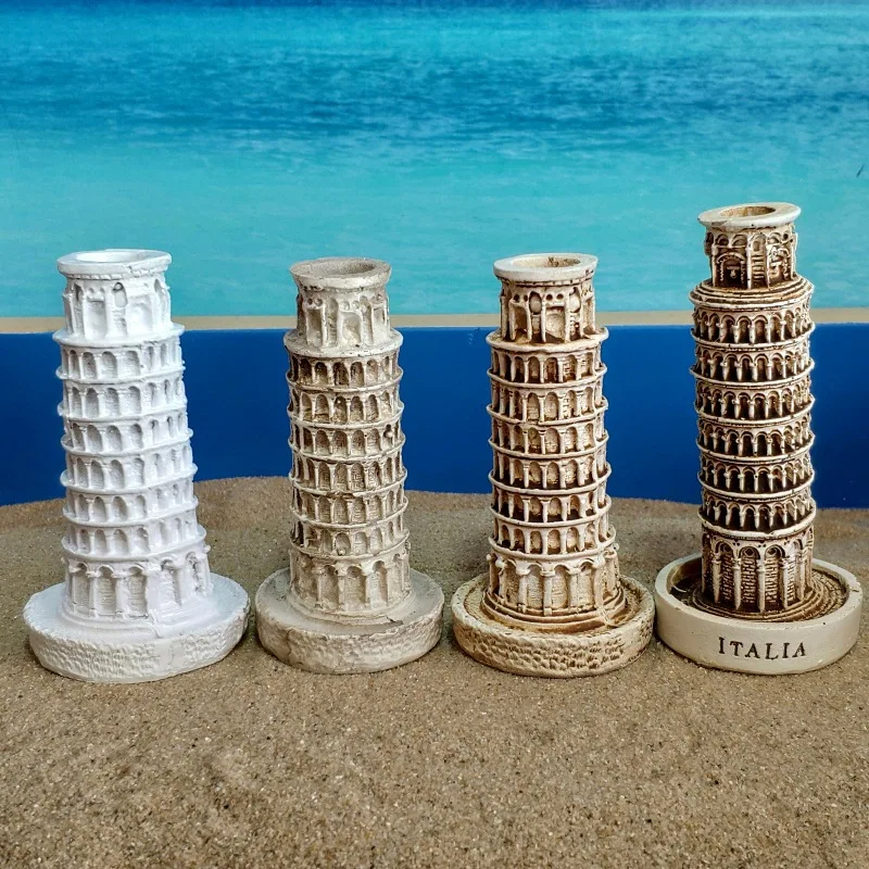 Italy Leaning Tower of Pisa Tower Resin Ornaments Resin Psychological Sand Table Accessories ArtwareToy Figures Desktop Ornament